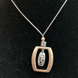 Brighton 2-tone necklace, adjustable length chain